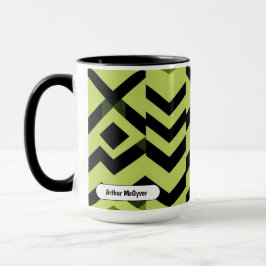 Svart Vit Wasabi Geometrisk Skarp Konst Mugg