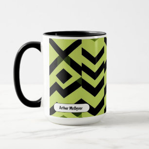 Svart Vit Wasabi Geometrisk Skarp Konst Mugg