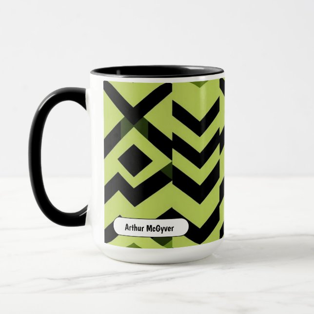 Svart Vit Wasabi Geometrisk Skarp Konst Mugg (Vänster)