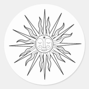 Svart & Vit Whimsical Sol Födelsedag  Runt Klistermärke