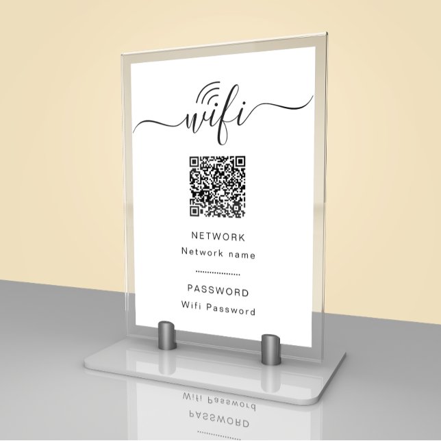 Svart & Vit Wifi Lösenord Skylt Bord Kort (Skapare uppladdad)