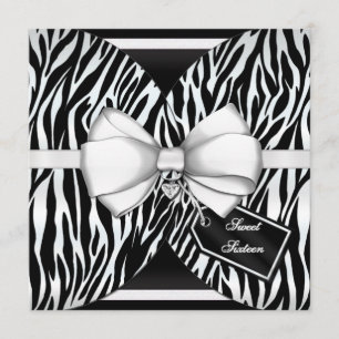 Svart vit Zebra Inbjudan, ribbon och judisk bin Inbjudningar