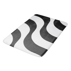 svart + vit zebra rand mönster modern badrumsmatta