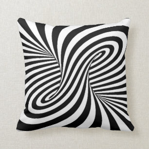 SVART VIT ZEBRA VIRVELMÖNSTER OPTISK ILLUSION KUDDE
