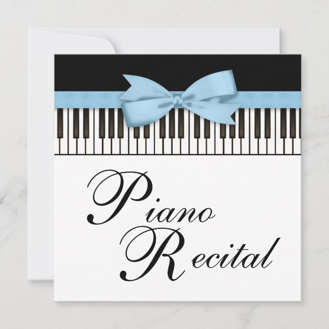 Svart Vita Blå Pianotangentbord Recital Inbjudningar (Framsida)