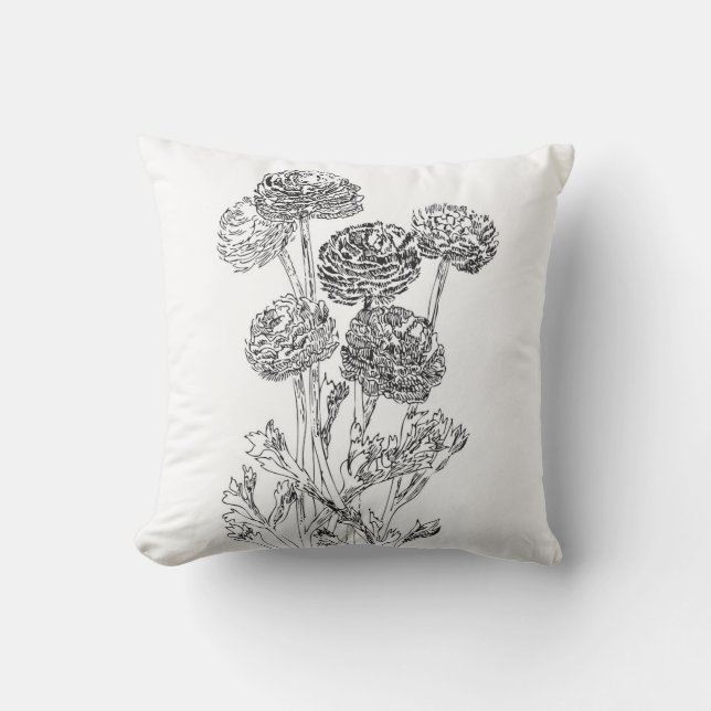 Svart&vita blommor kudde (Framsida)