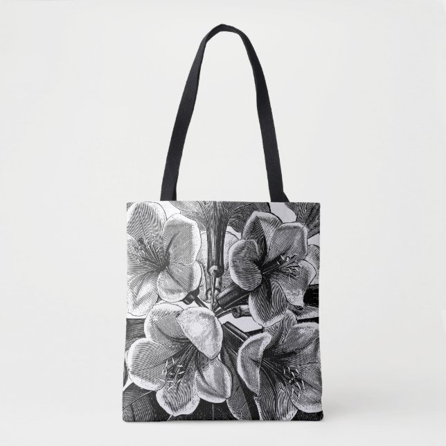 Svart&vita blommor tygkasse (Framsida)