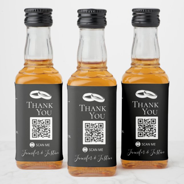 Svart vita Bröllop-minibröllopsfavoriter för alkoh Spritflaskor Etikett (Flaskor)