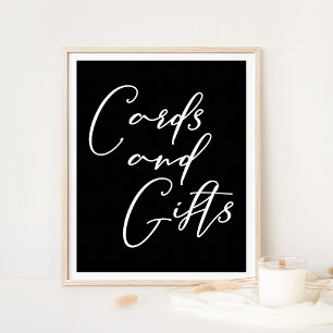 Svart vita Bröllopskort-gåvor med enkel Elegant Poster