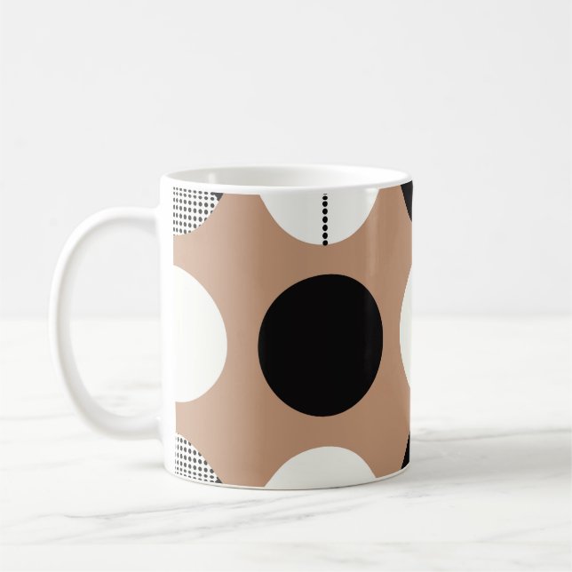 Svart, vita cirklar, brun bakgrund. kaffemugg (Vänster)