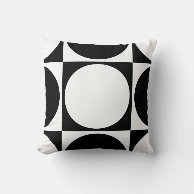 Svart&vita fyrkanter&cirkeldesign kudde (Framsida)