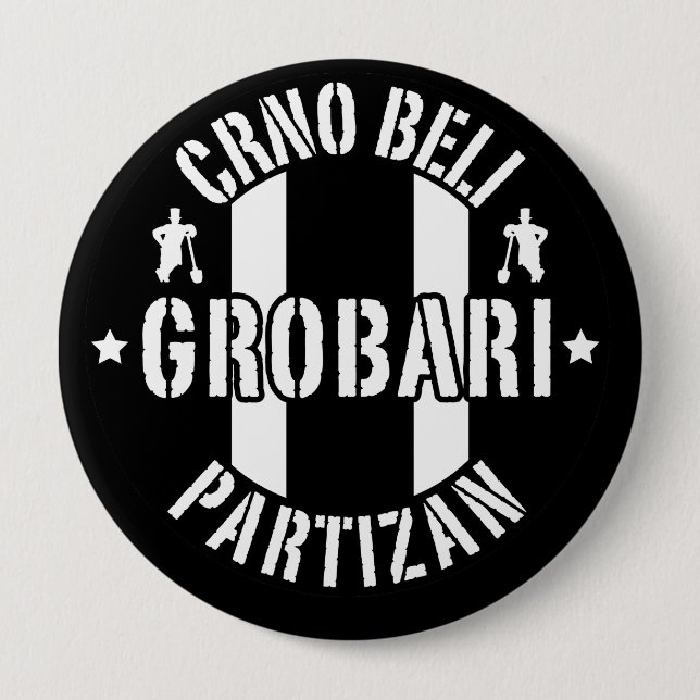 Svart-Vita Gravarna Partizan Knapp (Framsida)