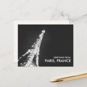 Svart & Vita Hälsningar från Paris Eiffeltornet Vykort
