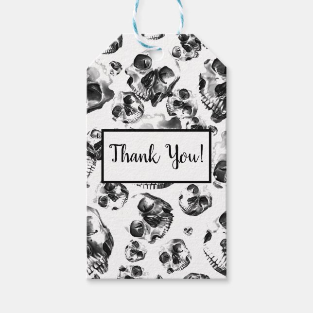 Svart & Vita Kallar Dödskalle Mönster Presentetikett (Framsidan)