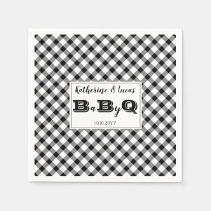 Svart Vita kontroller Baby Q BBQ Shower Napkins Pappersservett