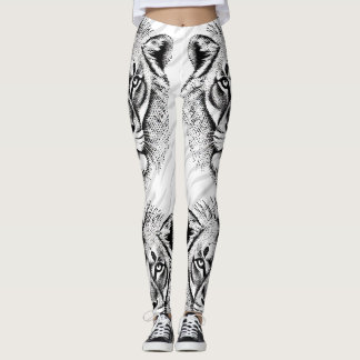 Svart vita Lejona skrivarkopplingar Leggings