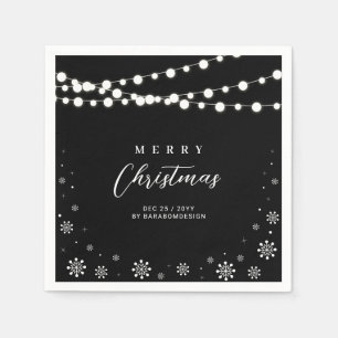 Svart & Vita Ljus God Jul Julfest Firande Pappersservett