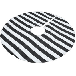Svart Vita Parallella Ränder Julfirande Julgransmatta Borstad Polyester