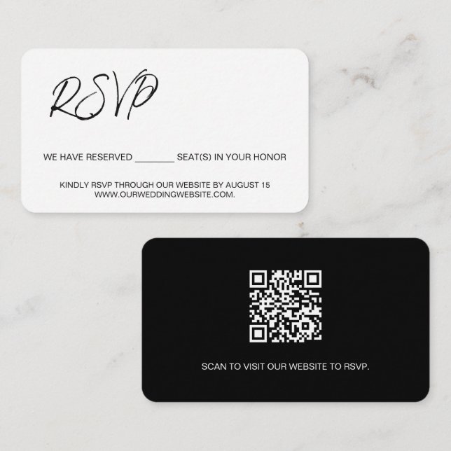 Svart, vita reserverade sittplatser mall QR CODE (Fram/baksida)