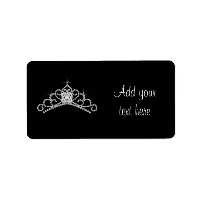 Svart Vita Tiara Adressetiketter (Framsidan)