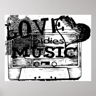 Svart, Vita Vintagen Kärlek Poster musik