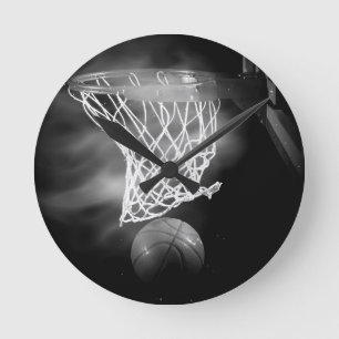 Svart- & vitbasket rund klocka