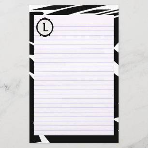 Svart vitbrevpapper med monogramen brevpapper