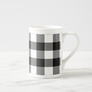 Svart vitbuffelpläd med Twill Benporslin Mugg