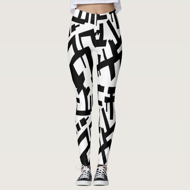 Svart vitdamasker för Capricorn Leggings (Framsida)