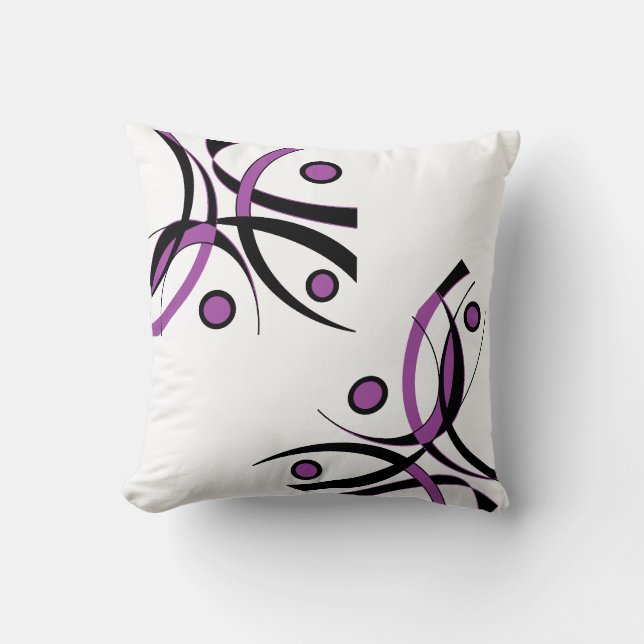 Svart vitdesign för lilor kudde (Framsida)