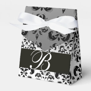 SVART VITE DAMASK WEDDING MONOGRAM-Elegant Presentaskar