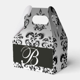 SVART VITE DAMASK WEDDING MONOGRAM-Elegant Presentaskar