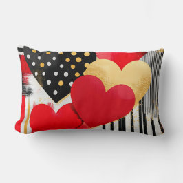 SVART VITE RED GULD MODERN VALENTINHJÄRTA LUMBARKUDDE