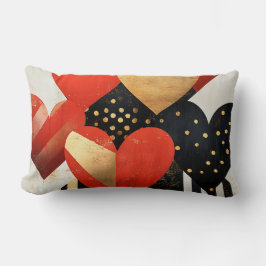 SVART VITE RED GULD MODERN VALENTINHJÄRTA LUMBARKUDDE