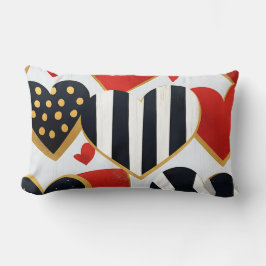 SVART VITE RED GULD MODERN VALENTINHJÄRTA LUMBARKUDDE