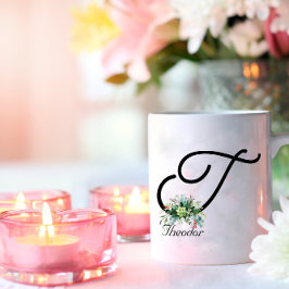 Svart vitfärgsblommor, jaktblommor, kaffe mugg