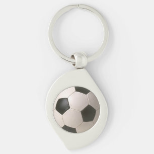 svart vitfotboll för 3D Soccerball Swirl Silverfärgad Nyckelring