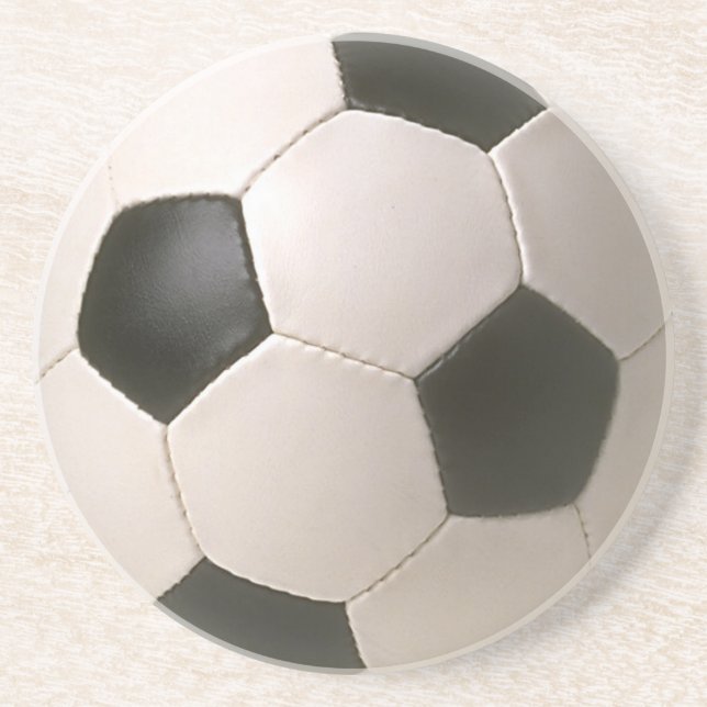 svart vitfotboll för 3D Soccerball Underlägg Sandsten (Framsidan)
