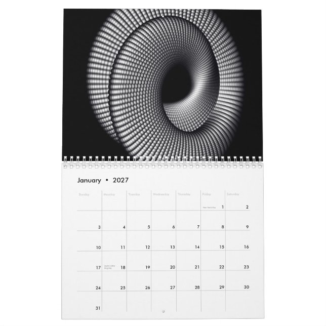 Svart- & vitFractalkalender Kalender (Jan 2027)