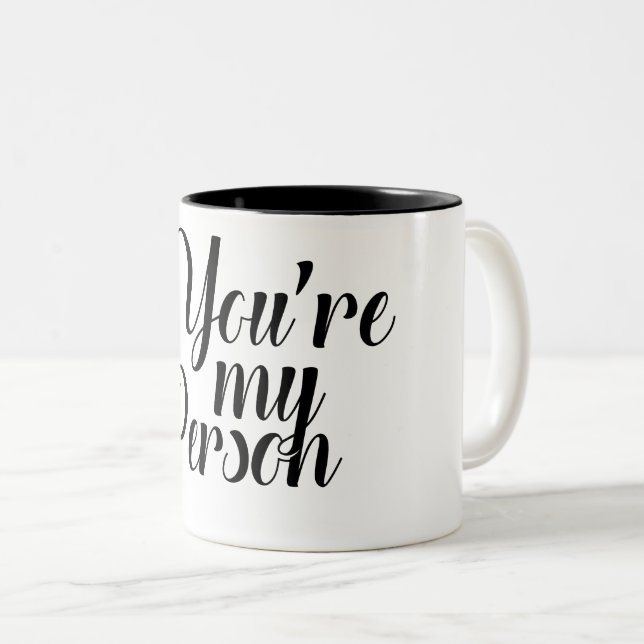 Svart vitgåvakaffe är du min person Två-Tonad mugg (Framsida höger)