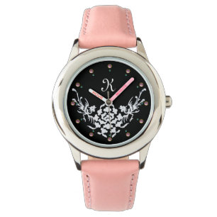 SVART VITGRIFFINT OCH FLÖDESMONOGRAM ARMBANDSUR