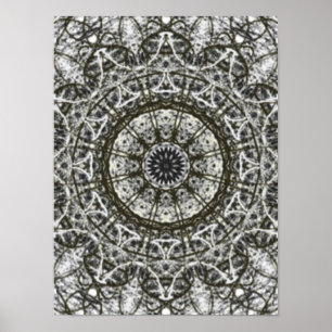svart vitkaleidoscopemönster poster