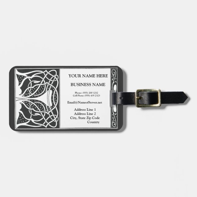 Svart vitkonst Deco för Monogram Bagagebricka (Horisontell Framsida)