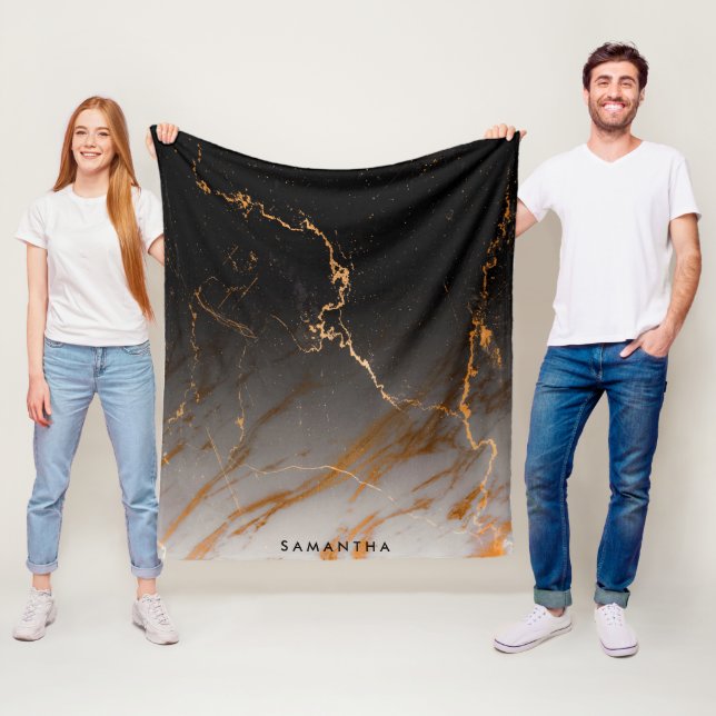 Svart- & vitmarmor fleecefilt (På plats)