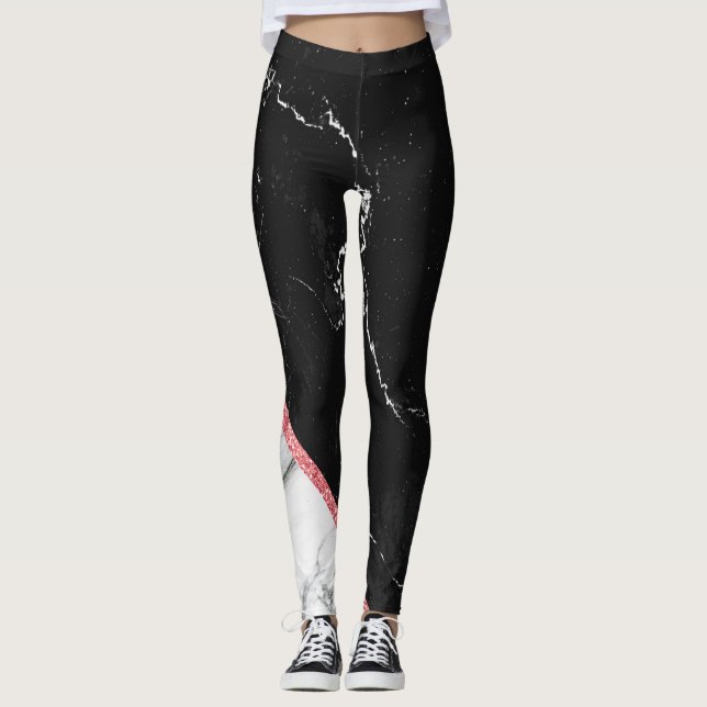 Svart- & vitmarmor leggings (Framsida)
