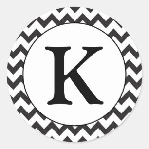 Svart- & vitMonogramsparre Runt Klistermärke
