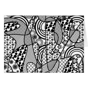 Svart- & vitmönsterPatchwork 02 Hälsningskort