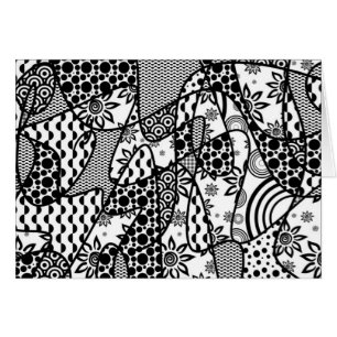 Svart- & vitmönsterPatchwork 03 Hälsningskort