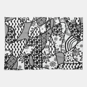Svart- & vitmönsterPatchwork 03 Kökshandduk