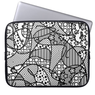 Svart- & vitmönsterPatchwork 04 Laptop Fodral